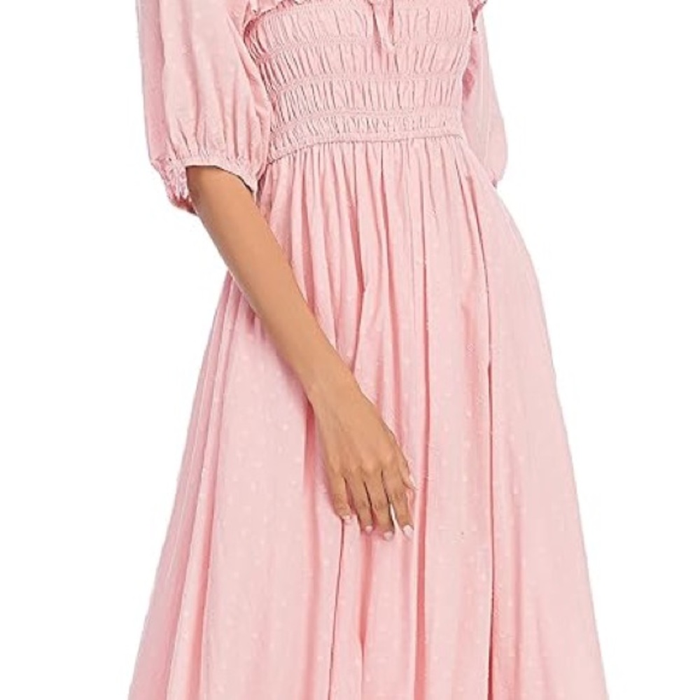 Elegant Pink Smocked Dress